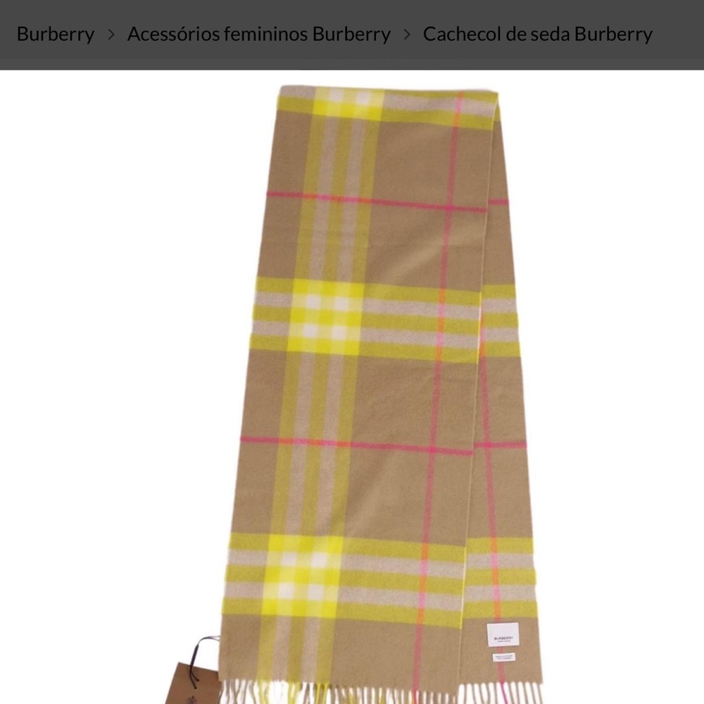 Burberry Women's Checkered Scarf - Tan and Pink